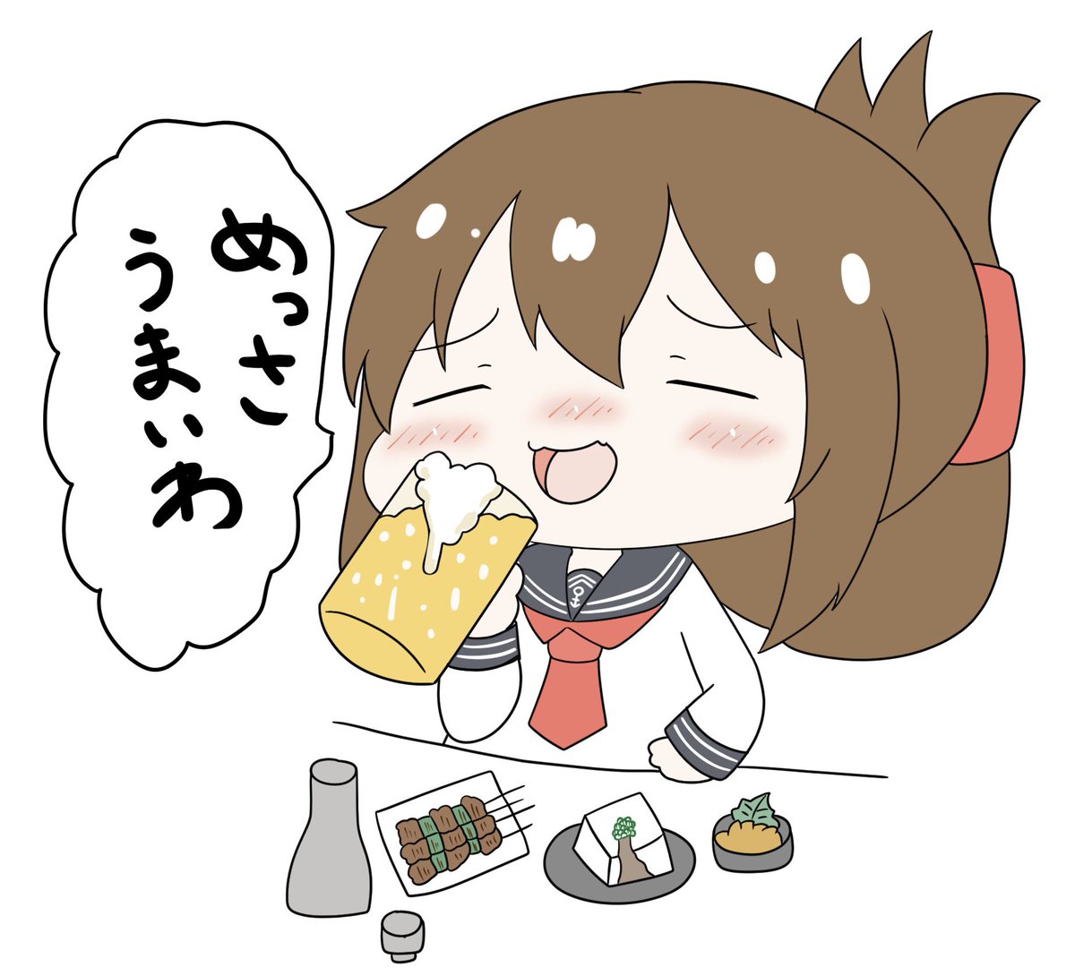 #艦これ #電
 できあがってきた電ちゃん🍺 