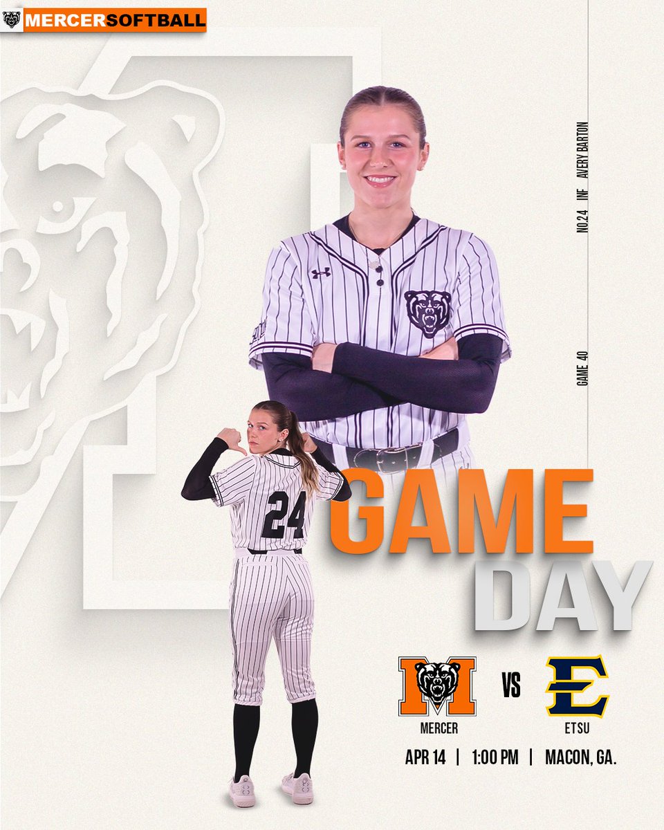 Series Rubber Game 🆚 East Tennessee State 🕐 1 p.m. 📍 Macon, Ga. 🏟️ Sikes Field 🎟️ Free Admission 📺 ESPN+ 📊 MercerStats.com #RoarTogether #YearOfTheBear
