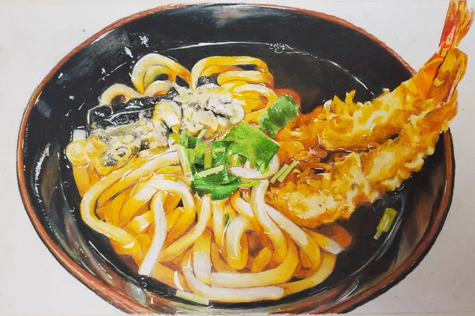 最近色鉛筆描いてみて「やっぱり」と思ったので言う。葉っぱとか葉物とか描く時「茶色」を混ぜるとより自然で本物みたいな緑に近づけれるよ。ネギとか大葉とか、庭の草や木々の葉の色も、茶色を少し混ぜると自然な色になるので試してほしい。参考画→4枚目のラーメン葱は茶色入れてないから嘘臭い 