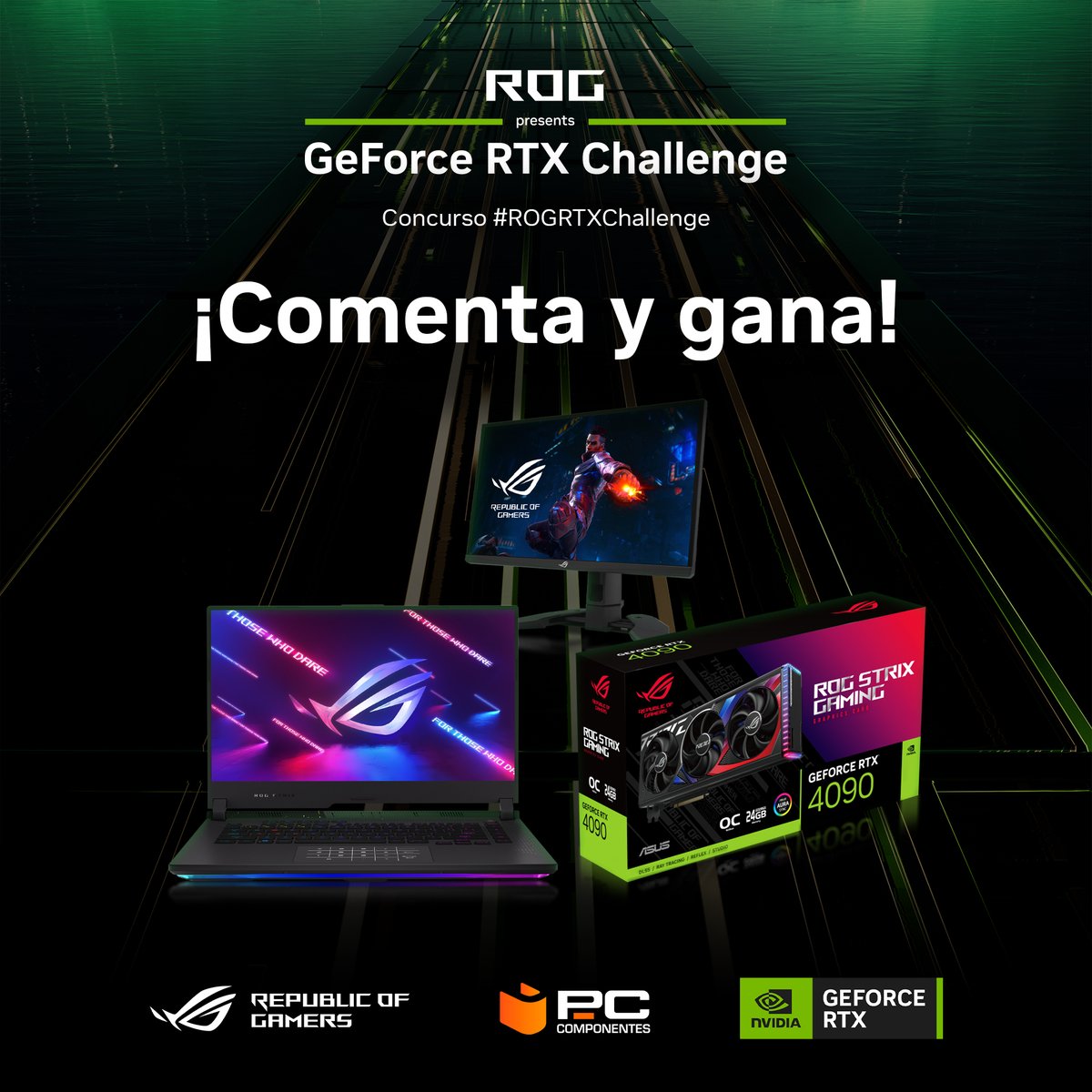 Comparte tu hype y gana grandes premios. Hasta el 21 de abril, tienes la oportunidad de desbloquear premios increíbles en el sorteo del #ROGRTXChallenge 😎. Mientras más comentes, compartas o interactúes, más oportunidades de desbloquear todos los premios.