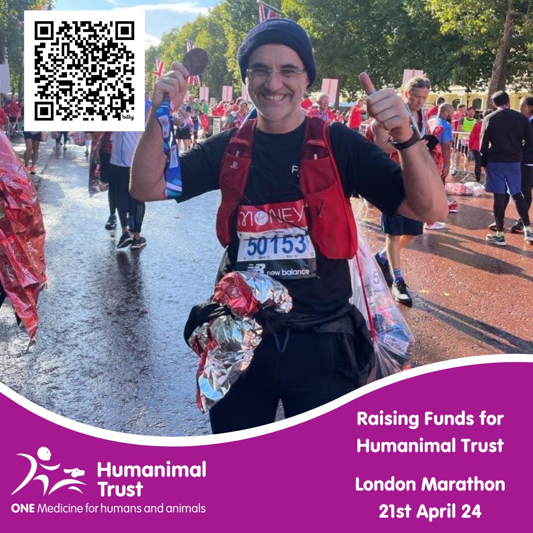 Just a week to go! This time, next Sunday, our founder, @ProfNoelFitz, is running the London Marathon to raise money for @HumanimalTrust. Every penny makes a difference and we really couldn't do it without you! bit.ly/noelchallenge10 #AllPatientsMatter #OneMedicine