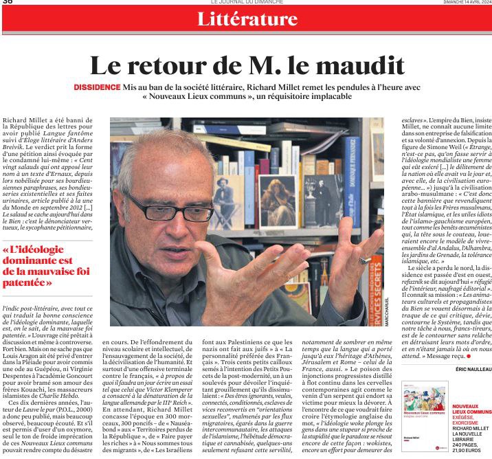 Merci à @EricNaulleau pour son papier sur #RichardMillet et sa dernière sortie littéraire chez nous dans le @leJDD du jour. Pour vous procurer le livre : nouvelle-librairie.com/boutique/polit…