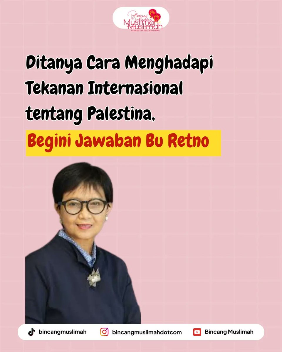 Binc4ngMuslimah's tweet image. A Thread

Ada yang nonton podcast @wardahbeauty bersama Bu Retno? 

Mimin takjub banget dengan keberanian beliau. 
Ketika ditanya tentang cara menghadapi tekanan internasional terkait Palestina, begini jawaban beliau. 

#palestine #diplomasi #menlu #indonesia