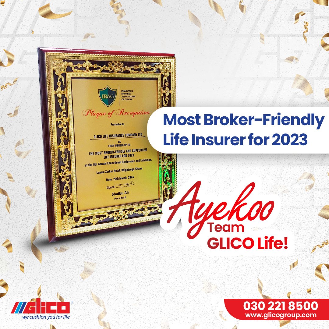 GLICOLife's tweet image. GLICO Life has recently been honoured as the 2nd Runner Up for the Most Broker Friendly Insurance Company at the 9th IBAG Conference. Ayeekoo team GLICO Life!
@ibag_gh
@Ghanainsurers 
@nic_ghana  

#GLICOGroup
#GLICOlife
#glicocares