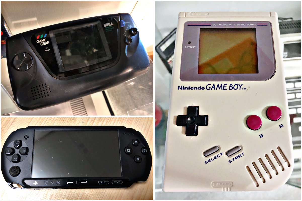 Today’s #RetroTrio offers you the #Sega #GameGear, #Nintendo #GameBoy and #Sony #PSP.  Which will you keep, gift to a friend and delete forever? #RetroComputing #ComputerHistory #RetroGaming #VideoGames