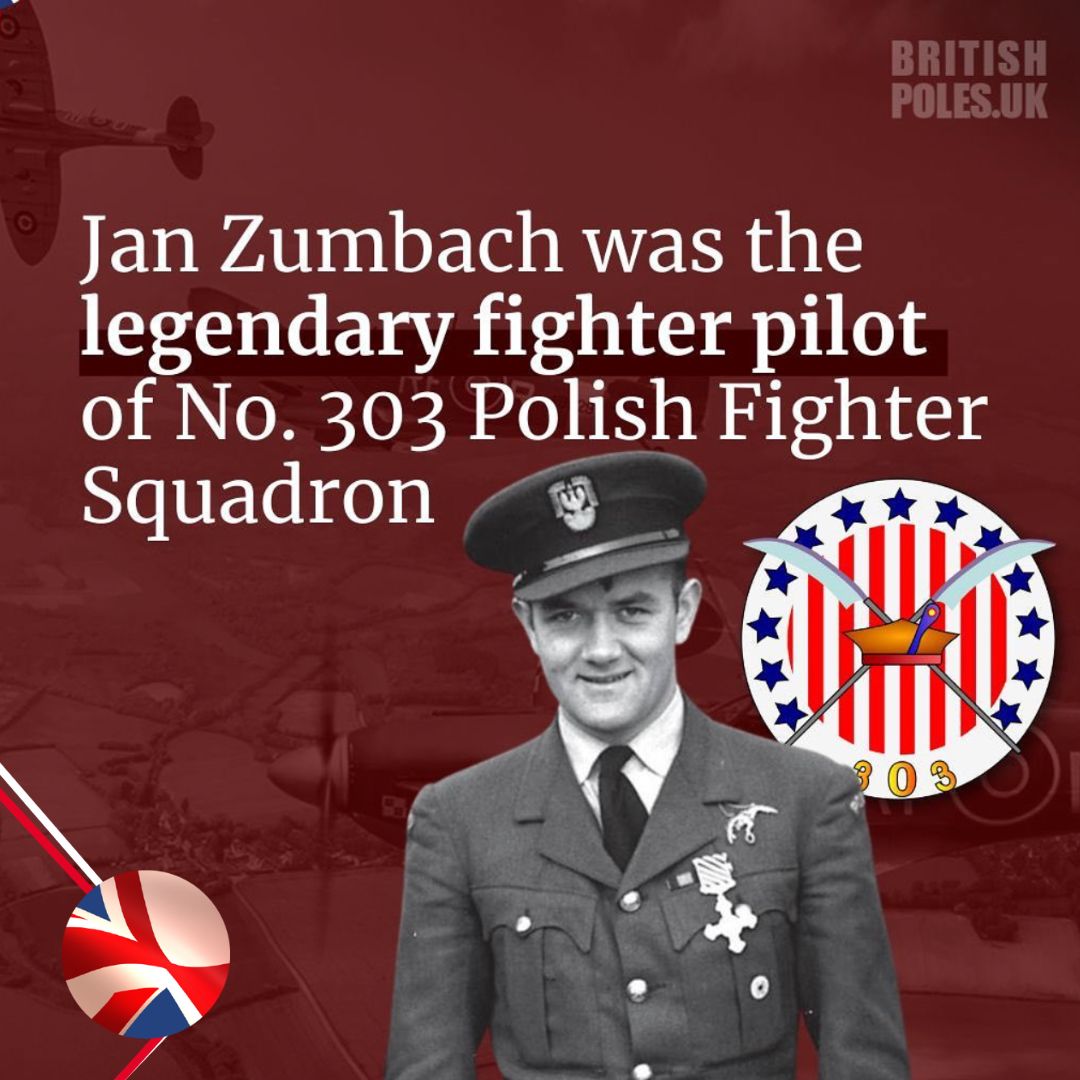 P/O Jan Zumbach was the legendary commander of the 303 Polish Fighter Squadron, which claimed the largest number of German aircraft shot down during the #BattleOfBritain. 
Zumbach was unable to return to Soviet-occupied Poland after the war. He became a mercenary and was involved