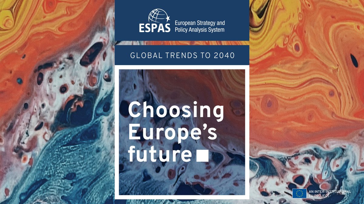 What are the key global trends to look out for? How will they affect the EU 🇪🇺 and its strategic choices?

Join the launch of the #ESPAS 2024 Global Trends Report to 2040, tomorrow 15/04 at 16H30 CET.

More information: espas.eu.

#GlobalTrends2024 #EUforesight