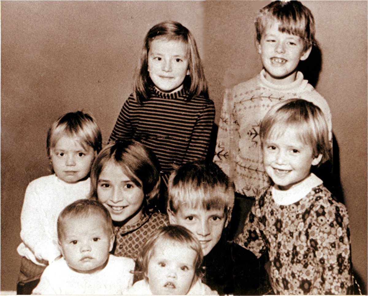 #SundayMorning Me and my seven siblings in 1970. I am the sweet innocent one in center of the pic with my baby sister, Isobel, on my knee. Despite the passage of 53 years I am still the sweet and innocent one of the family 💖👍 .