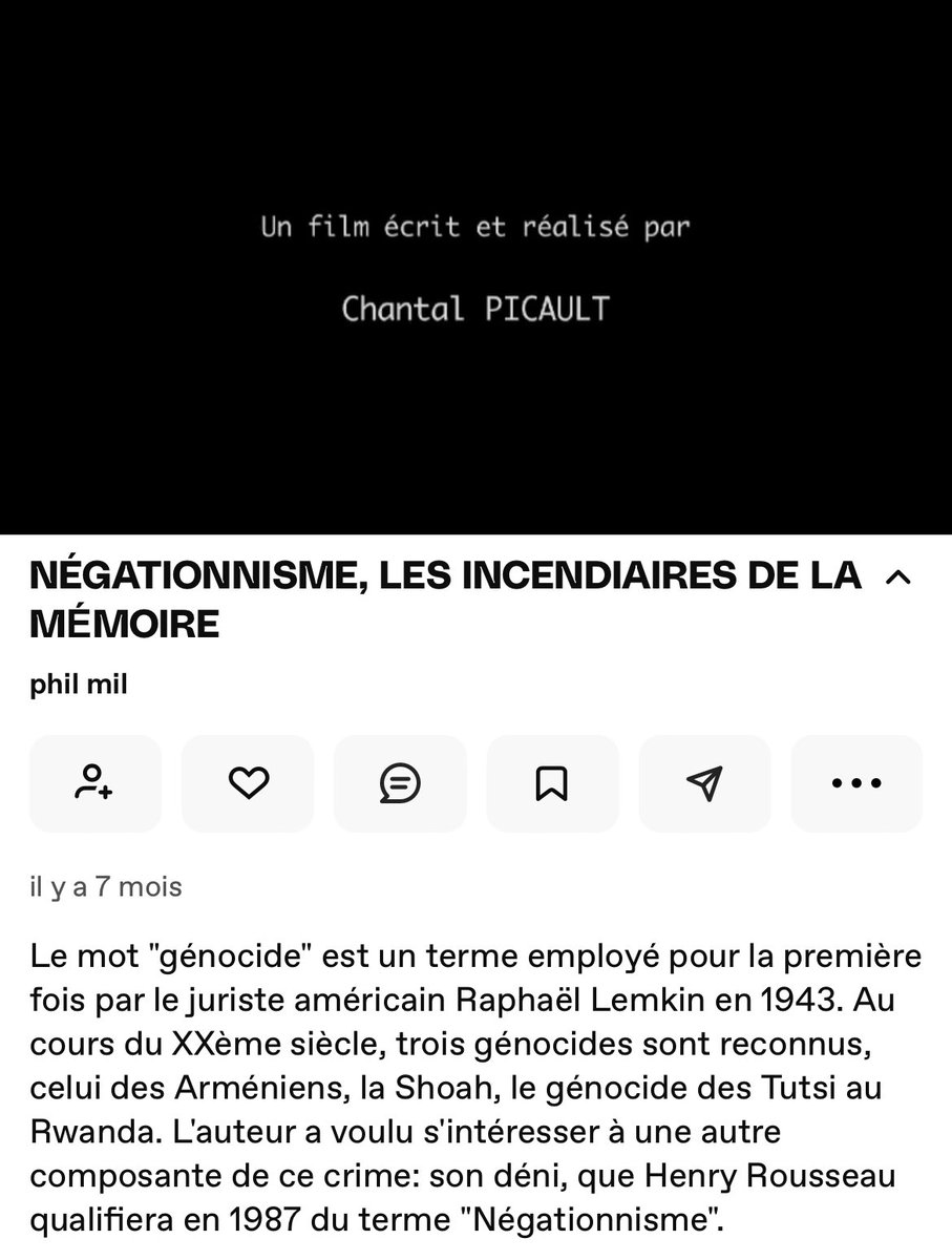 En avril, on commémore le génocide des Tutsi du Rwanda en 1994 (7 avril), le soulèvement du ghetto juif de Varsovie en 1943 (19 avril➕Yom HaShoah 6mai) et le génocide des Arméniens en 1915 (24 avril).➡️👁️Docu NÉGATIONNISME, LES INCENDIAIRES DE LA MÉMOIRE dai.ly/x8npc3h