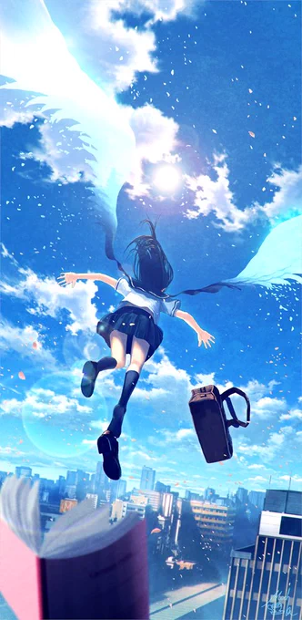 風景イラスト「翼ひろげて」 
