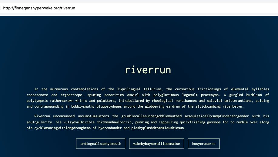 SoC_trilogy's tweet image. Is the world ready for Finnegans Hyperwake?
#WebSim #JamesJoyce