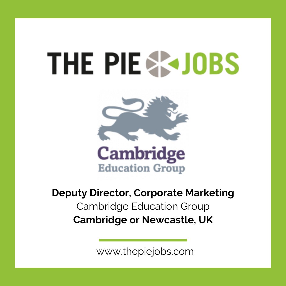 Cambridge Education Group is #hiring! The Deputy #Director, Corporate Marketing will lead the strategic implementation of CEG’s brand, brand presence and perception. Interested? Apply by today: hubs.li/Q02s3YGn0 #newjob #marketing
