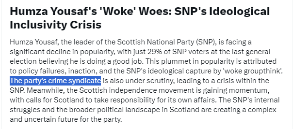 UKaForceForGood's tweet image. "THE PARTY'S CRIME SYNDICATE" 🤣
Twitter AI's attempt to curate the daily news sometimes gets it right!

#FreeSpeechRules
#GetHumzaOut