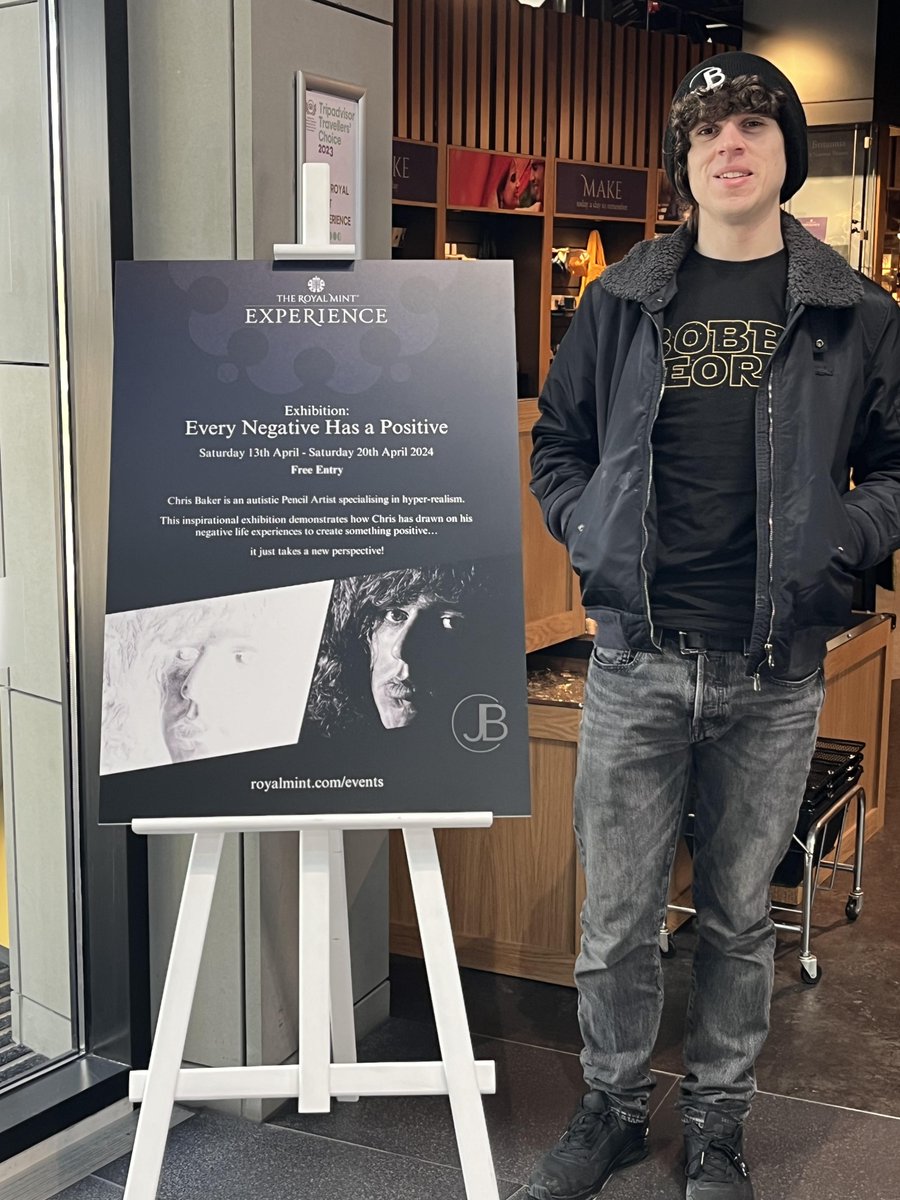 A very talented young artist <a href="/chrisbaker/">Christopher Robin Ba</a>'s Art Exhibition <a href="/TheRoyalMint/">Mr Wright</a> Saturday 13th - 20th April 2024, 9:30 am to 4 pm daily. Chris has autism &amp;  is a Pencil Artist specialising in hyper-realism portraits. This 'Every Negative Has a Positive' exhibition is not to be missed.