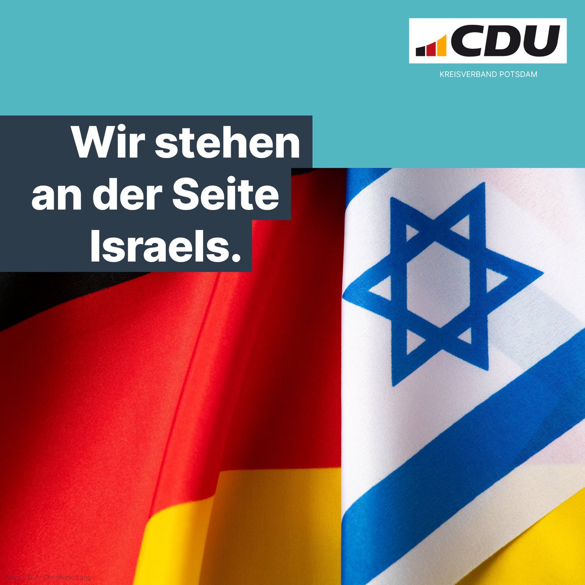 CDUPotsdam's tweet photo. Wir verurteilen den iranischen Angriff auf #Israel aufs Schärfste. Als CDU stehen wir unverrückbar an der Seite Israels 🇮🇱 https://t.co/Hx1KMEsgZH
