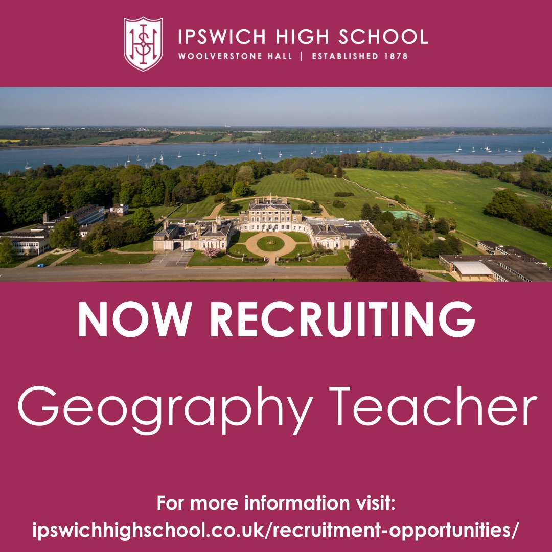 We are currently recruiting for a Geography Teacher. For more information please visit: bit.ly/3KBqgOW #work #IpswichHigh