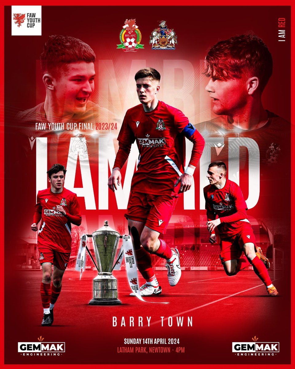 CUP FINAL DAY!
Best of luck to all involved in today’s Welsh Youth Cup Final at Newtown, ko is 4pm against <a href="/BTUAcademy/">Barry Town United Academy</a>.
#IAmRed