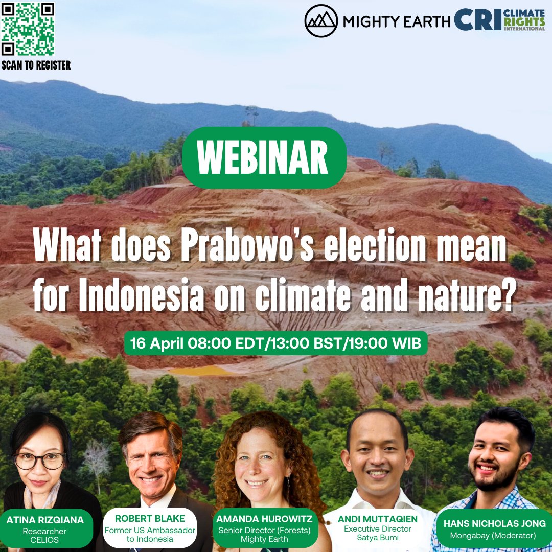 “What does Prabowo’s election mean for Indonesia on climate & nature?” There are just a few days left to join an expert panel discussion on 16 April. We will reveal a new analysis of the nickel industry & its environmental & human costs. us06web.zoom.us/webinar/regist…