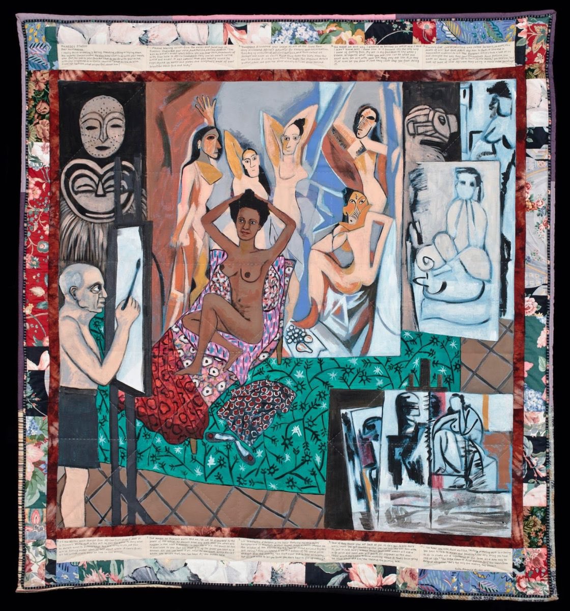 So sad to learn of Faith Ringgold’s passing. I thought with her work a lot for Fragmentary Forms, particularly her piece In Picasso’s Studio (1991), a powerful piece of art historical thinking and reimagination