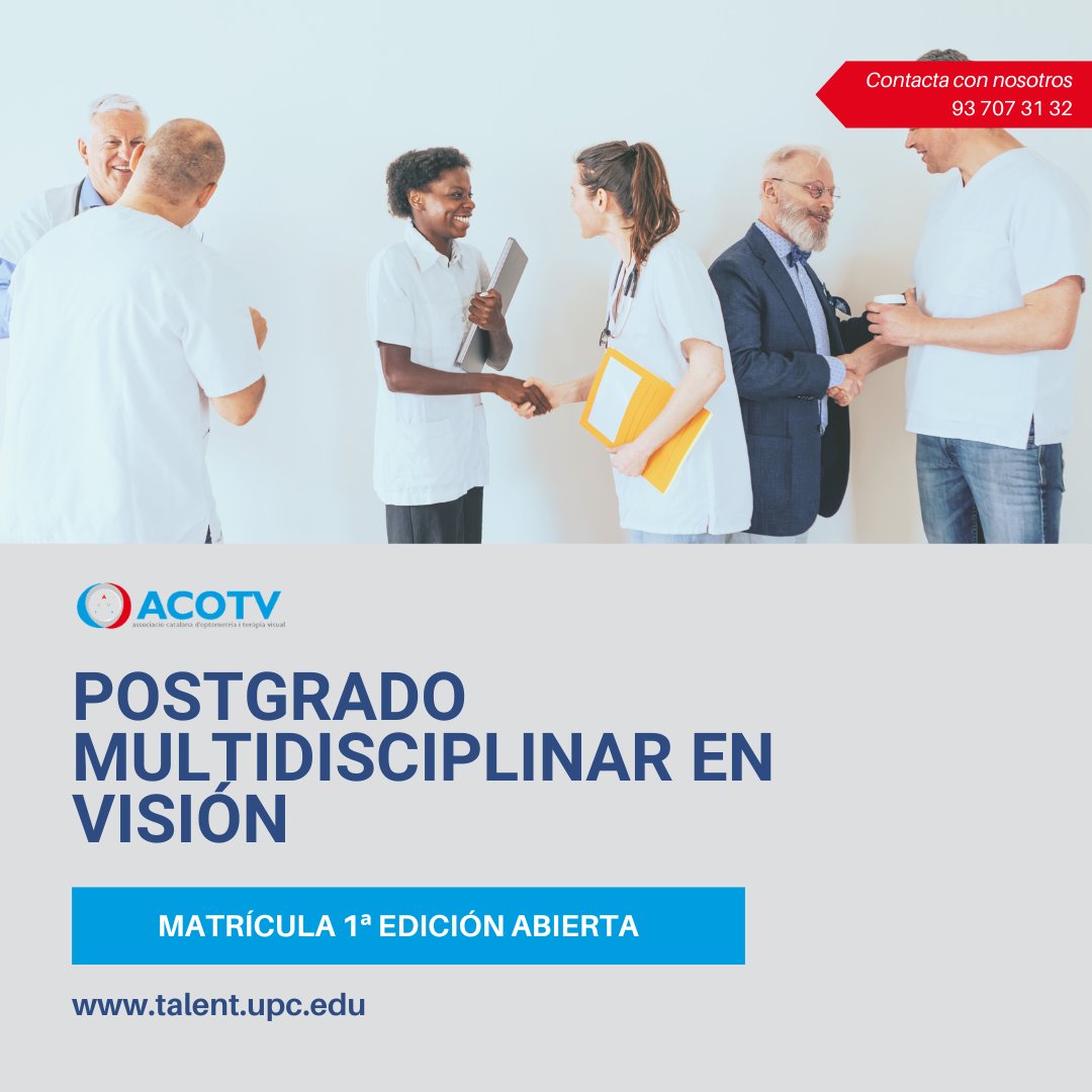 ACOTV's tweet photo. Dirigit a òptics, optometristes, oftalmòlegs, professionals de la salut, educadors, investigadors, audioprotesistes, psicòlegs i osteòpates, el nostre postgrau cerca ments curioses i col·laboratives que vulguin explorar la visió.
Contacta sense compromís al 93 707 31 32🌟 https://t.co/hXUrZsehPb