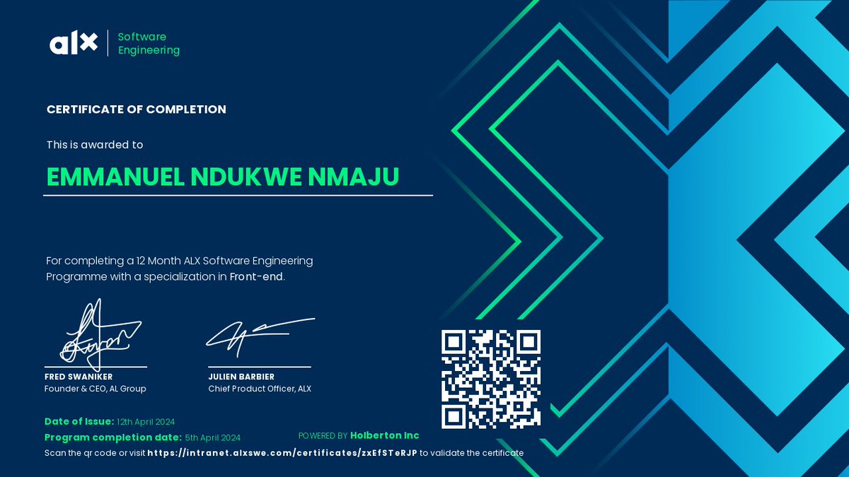 Proudly graduated from the challenging 12-month ALX Software Engineering program! 🎓 Grateful to @alx_africa and our amazing mentors for their unwavering support and guidance. #ALX_SE #SoftwareEngineering