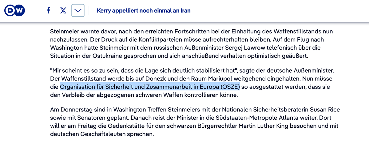 @knowandserve @RaphaelBrinkert 12. März 2015 ––– OSCE 
Kerry appelliert noch einmal an Iran

Kerry und Steinmeier eben erst in Paris, im Febuar auf der Sicherheitskonferenz: Die beiden Außenminister haben sich 2015 schon oft gesehen. Und immer standen die Ukraine und der Atomstreit mit Iran auf der Agenda.

➡️