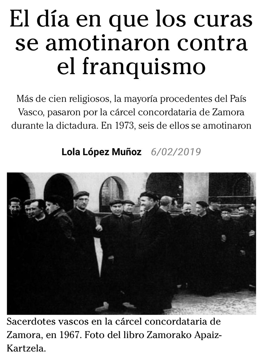 No es concordia, es desmemoria. Cientos de religiosos pasaron por la cárcel de Zamora En 1973 varios de ellos se amotinaron contra el régimen destrozando todo lo que estaba a su alcance dentro de la prisión ya que consideraban injusto su encierro por hacer oposición al franquismo