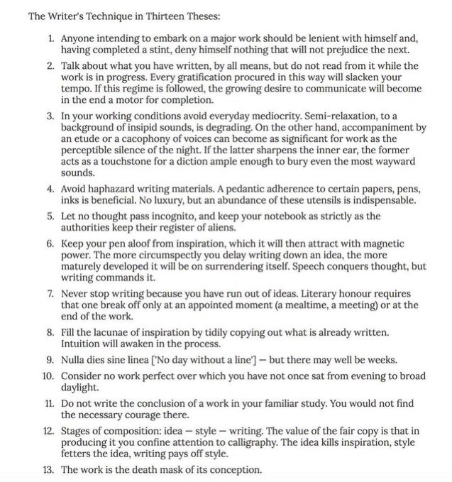 Walter Benjamin's Rules for Writing