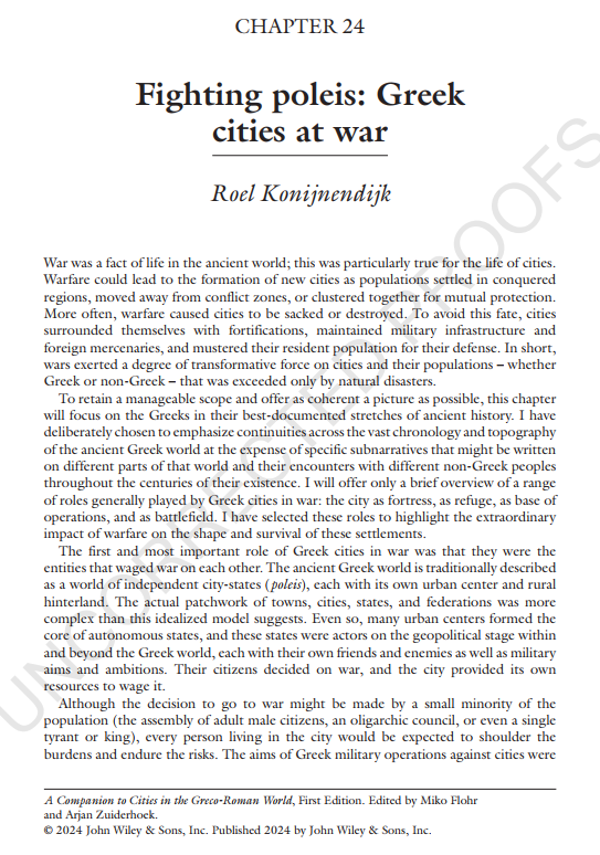 Proofs! I got to talk about ditches a little bit in this one, but they're just not that common in Greek warfare...