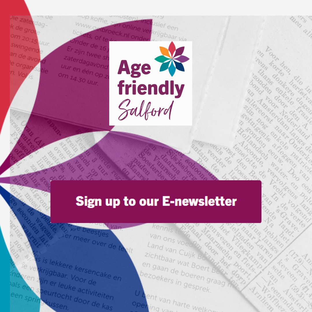 Stay in the loop with all things age-friendly in Salford! 📰 Sign up now for our weekly newsletter, delivering fresh insights, events, and community updates directly to your inbox every Monday ow.ly/bIaE50ReQfO! #AgeFriendlySalford #NewsletterSignUp