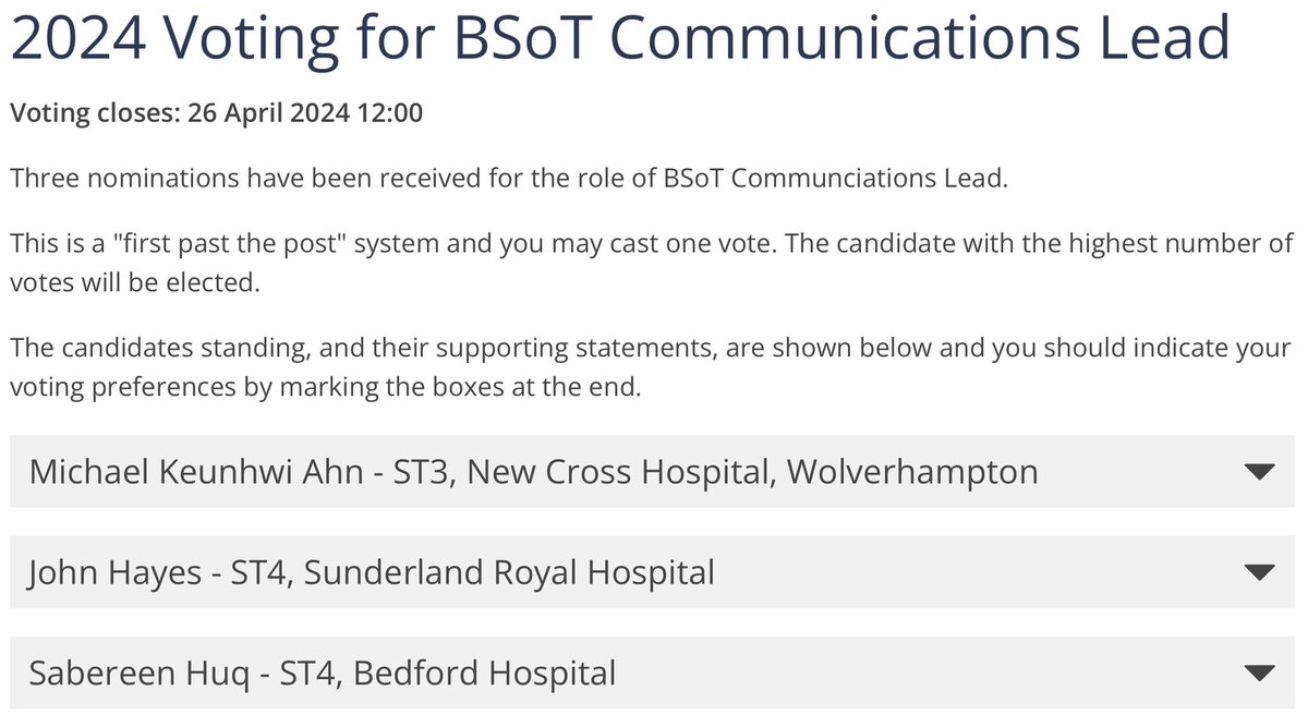 Throwing another one of my straw hats into the ring. Keen to promote @BSoT_UK & advocate for trainees across the UK Your support would be warmly welcomed! There is a documented risk of pun overload, although I am confident that communications will not go down the tubes… 🗳️✅