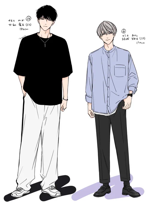 ドSな年下攻め×強気(生意気)受け
アンソロのキャラデザです🗒ᝰ✍🏻 
レオアヤと呼んでます🖤💜 