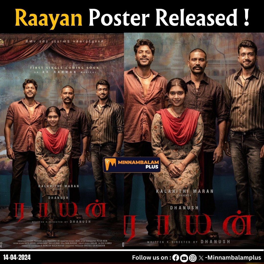 RAAYAN Poster Released!
@dhanushkraja

#minnambalamplus #raayan #dhanush #kalidasjayaram #sunpictures #d50 #raayanposter #tamilcinema