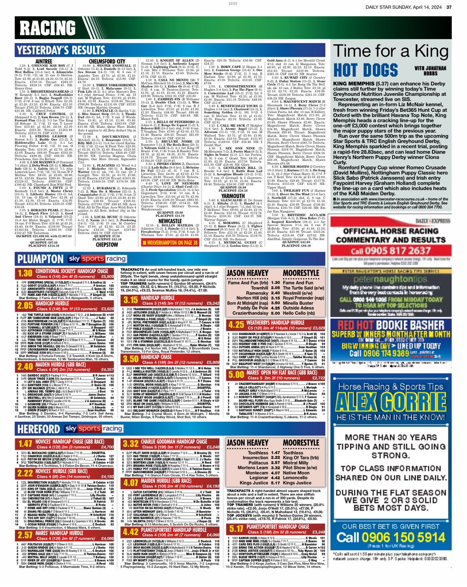 Today’s @DailyStarSunday @DailyStar_Sport 👍 Good luck to the runners in the Time Greyhound Nutrition Juvenile Championship @TowcesterRaces 👊