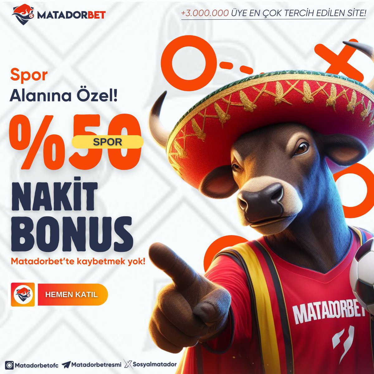 MATADORBET %50 SPOR YATIRIM BONUSU KAZANDIRDI ! 🔔 Günde 2 defa %50 Bonus Hediye ! ⚠️  Yatırım esnasında '%50 SPOR ÖZEL BONUS' seçeneğini seçmeniz yeterlidir. 💵 Limitsiz - Sınırsız Çekim İmkanı Matadorbet'te! Giriş 📲 cutt.ly/F9vd65M