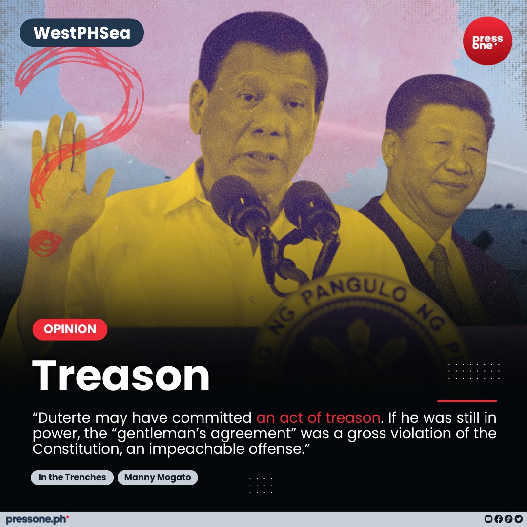 Mogato: 'Is Duterte liable under the law if there is no proof of the deal? Lawyers may argue he still faces some liability because he admitted to it. His confession is an admission of guilt. Therefore, he is liable.' #PressOnePH #WestPHSea Read Manny Mogato's column here:…