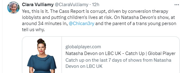 To those in publishing who see this & think @Chican3ry is a reliable source, know that this is Mallory Moore. See the link in my next post for more alarming info. @ClaraVulliamy may want to investigate her friends more carefully. Read the Cass report, don't listen to lies.