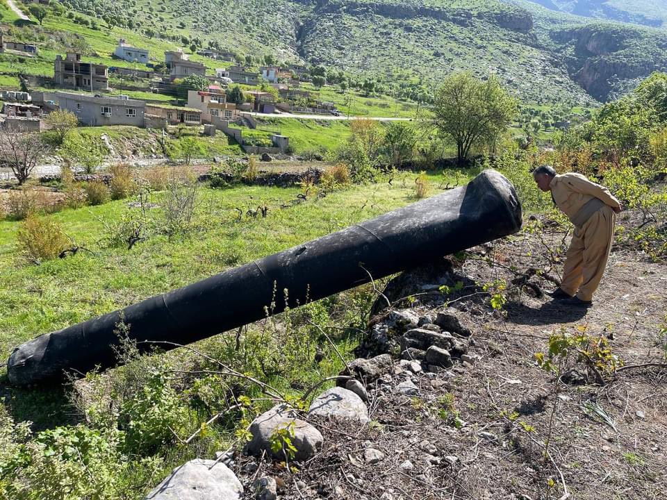 A man in Rawandez area of Erbil checks one of Islamic Republic’s fallen missiles that was supposed to hit Israel