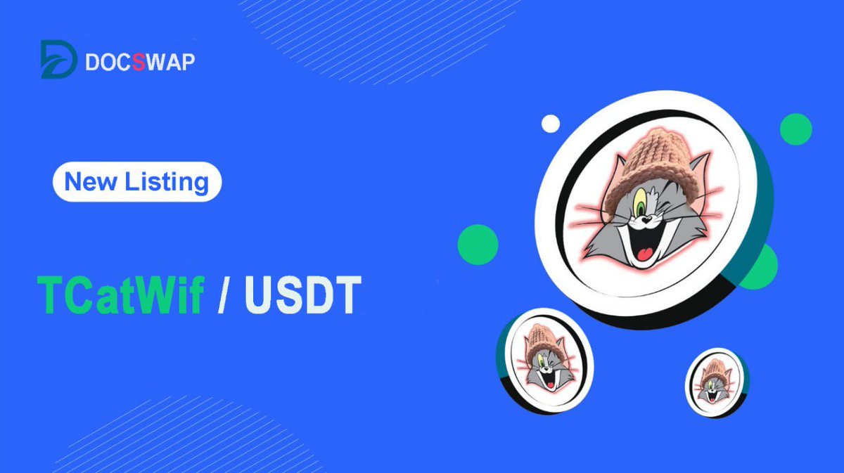 TomCatWif's tweet photo. Big news, $TCatWif community!
We're thrilled to share that our token has been listed on DOCSWAP exchange!
Let's celebrate this milestone together and continue to grow and thrive in the crypto space! 🚀🎉
#TCatWif #DOCSWAP #CryptoListing 🐱🌈 https://t.co/oUQ9afXOB7