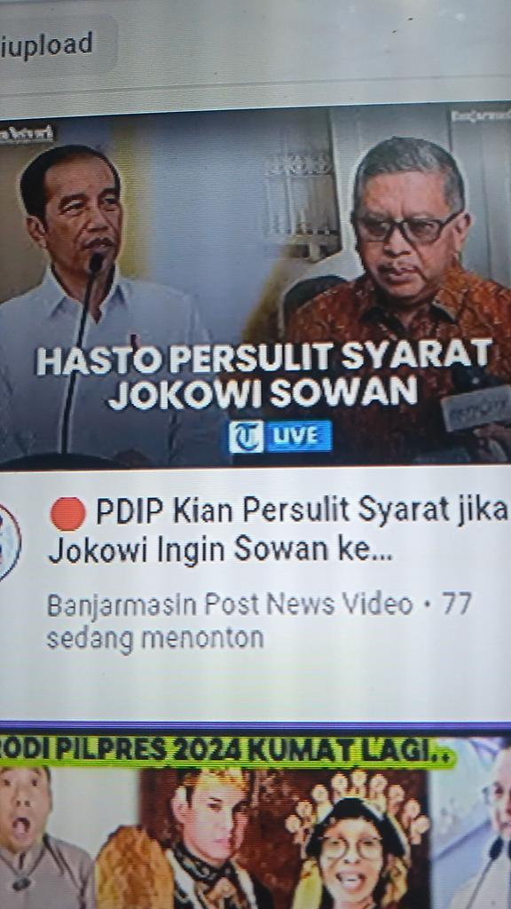 Pak Jokowi klo mau sowan sama bu mega..klo kata si hasto suruh keranting dulu ya sudah ngalah aja turutin aja  sampai dimana..gak ada yg hina ko,nati apa kata orang ranting..mo tolak..!