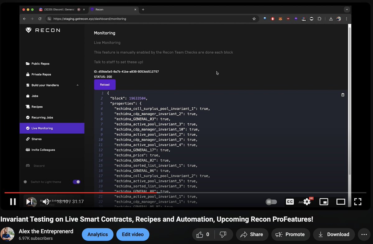 - Invariant Testing on Live Smart Contracts - Recipes - And Recurring Automations all in the latest recording of the Recon Office Hours!