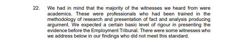 Reproduced here. Whilst I cannot be certain, the witnesses to which the panel refers are most likely the activist academics who could not explain, in even the most basic terms, gender theory, why gender critical viewpoints were harmful or why it was a problem that there was any…