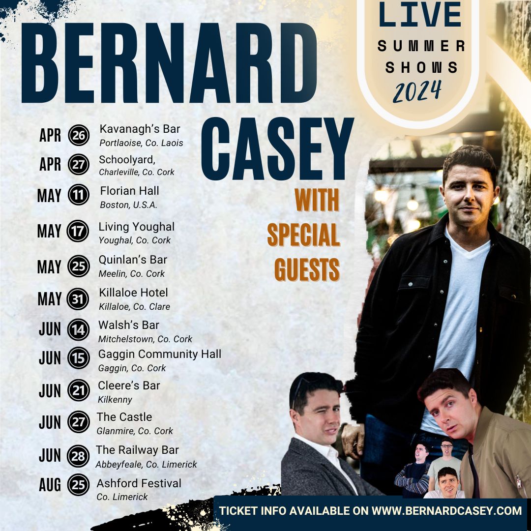 🎤Ready for the road🚗 Excited to announce my next stage of live shows hitting Irish towns & villages. Book your tickets now @ bernardcasey.com 🚦Starting in @kavanaghsbarandvenue Portlaoise on April 26th.