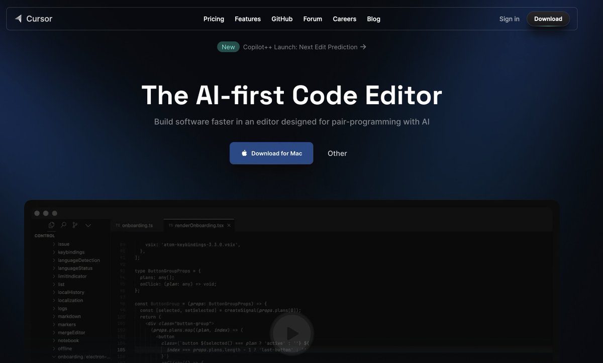 I needed something better than a text editor.  My COO, a long time coder, saved me a lot of trouble by letting me know I should switch to Cursor AI, a fork of VS Code that uses AI natively throughout the app. @cursor_ai is brilliant. 6/