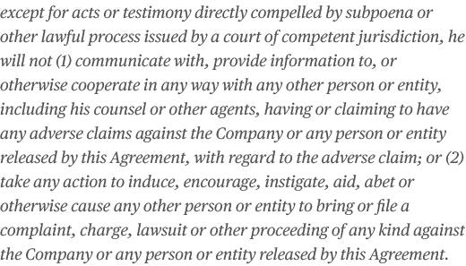 Allen Weisselberg went back to Rikers this week. Why? His severance with the Trump Org. includes the clause below, which basically requires him not to testify against Trump or the company, and pays him $2M in 8 payments. He has received half so far. Somehow, this is legal.