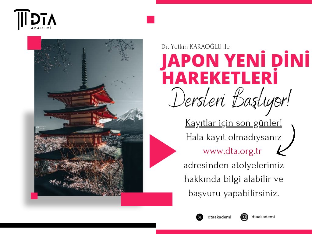 Japon Yeni Dini Hareketleri Atölyesi dersleri 16 Nisan Salı günü başlıyor! Detaylı bilgi ve başvuru için: kursadresi.com/course-detail/…