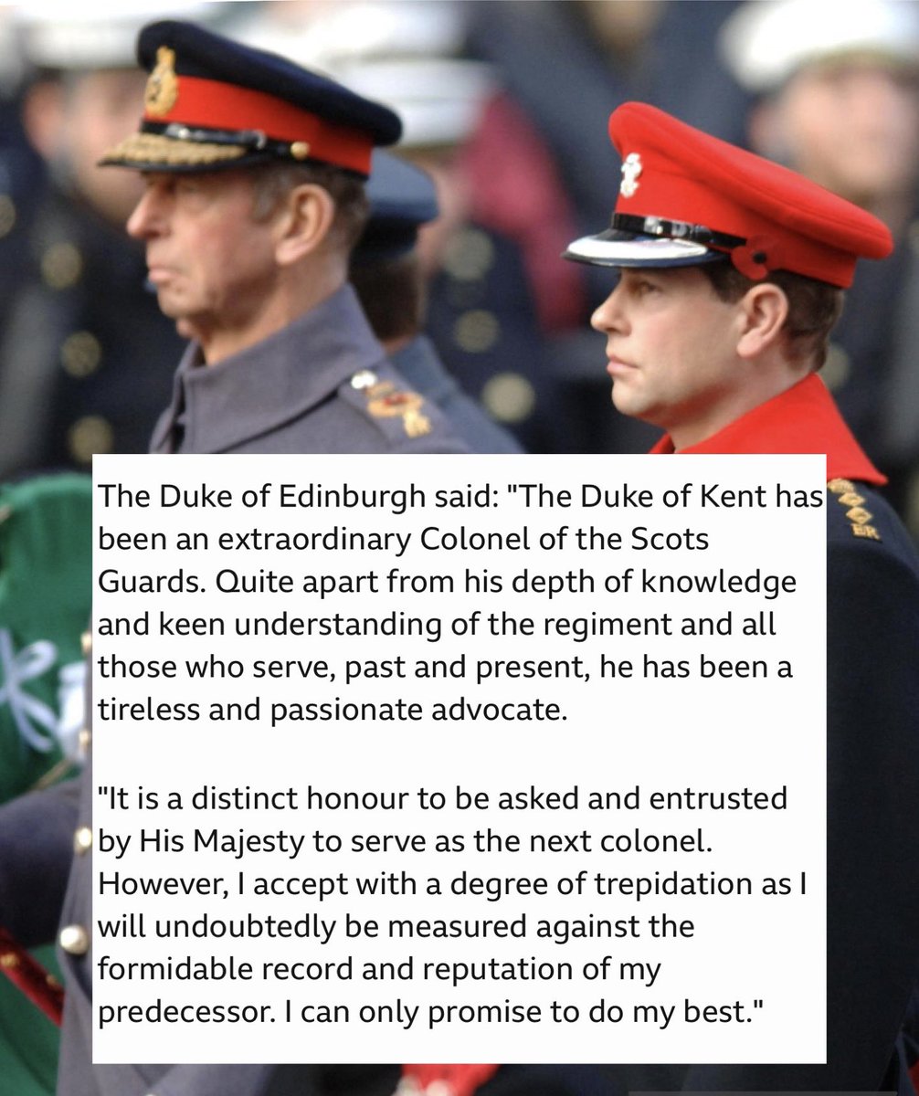 ✨ The full statement of The Duke of Edinburgh about being handed the Colonelcy of the Scots Guards by The Duke of Kent ❤️💂 📸 Fiona Hanson/PA/Getty (Remembrance Sunday in 2007) ℹ️ BBC (read more ⤵️)