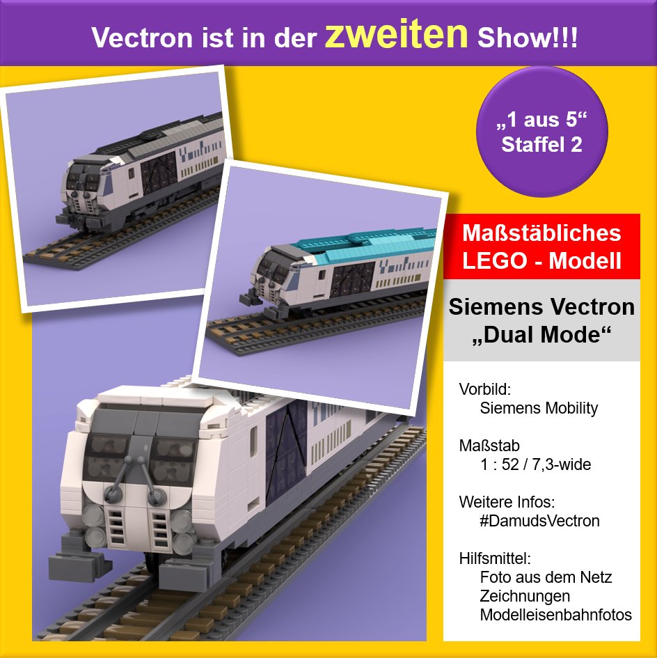 MartyRenger's tweet photo. Mein Legomodell vom Siemens Vectron "Dual Mode" wurde von Euch in die 2. Show gebracht.
Die Lok hat viele Freunde.
Alles was ich bisher zum Vectron gepostet habe, findet Ihr unter #DamudsVectron https://t.co/VPb3IfB619