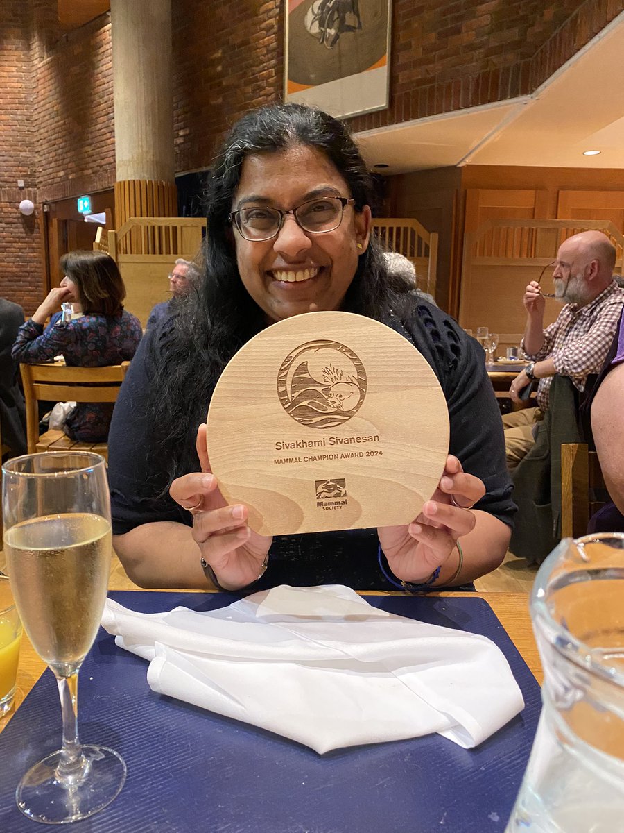 Sivi - the Biodiversity and Landscape Officer @KingstonUni receiving the Mammal Champion award at #MammalSociety annual dinner, Robinson College Cambridge