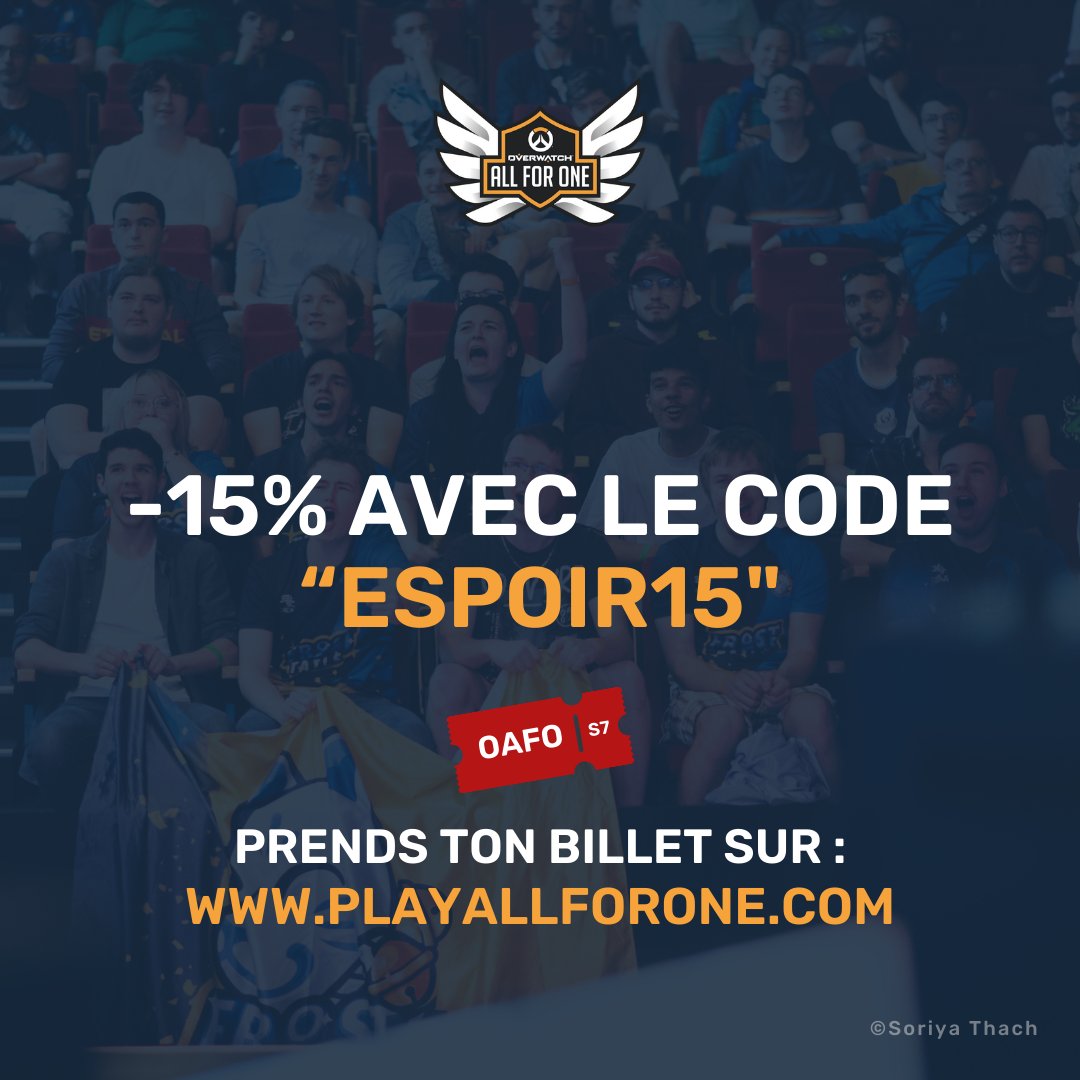 📢D'après mes sources, il y a 15% de réduction  avec le code "Espoir15" sur la billetterie de l'AFO. Mais CHUT, ça reste entre nous, bien sûr 👀

🎟️Choppe ton ticket en toute discrétion ici : playallforone.com/ticketing